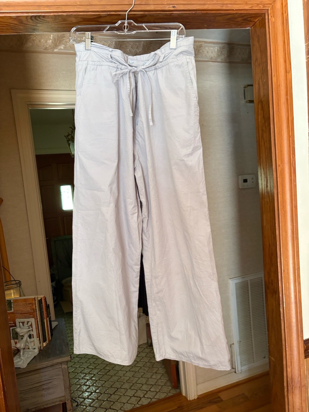 Deiji Studios Women’s Light Grey Two Band Pant; Wide-Leg; Medium